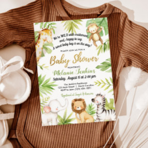 Wilde Jungle Animals Boy Baby Shower Einladung