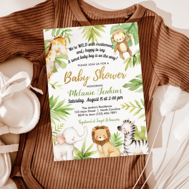 Wilde Jungle Animals Boy Baby Shower Einladung (Von Creator hochgeladen)