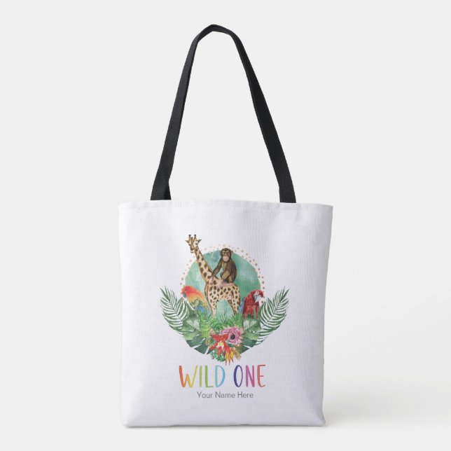 Wilde Jungle Safari Tiere Moderne Wasserfarbe (Rückseite)
