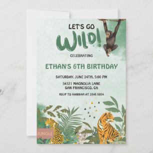 Wilde Jungle Tiere zum Geburtstag Einladung