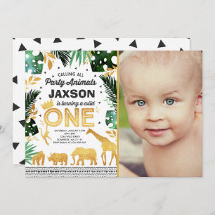 Wilde Jungtiere ein Geburtstag Einladung Jungle An