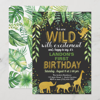 Wilde Jungtiere zum Geburtstag Einladung Jungle Sa