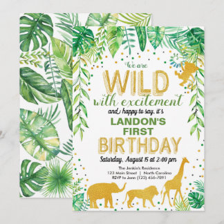 Wilde Jungtiere zum Geburtstag Einladung Jungle Sa