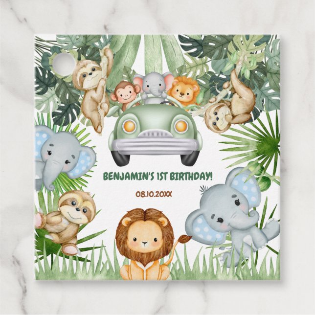 Wilde Jungtiere zum Geburtstag Geschenkanhänger (Vorderseite)