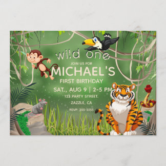 Wilde Jungtiere zum Geburtstag Party Einladung
