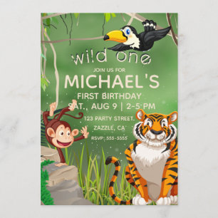Wilde Jungtiere zum Geburtstag Party Einladung