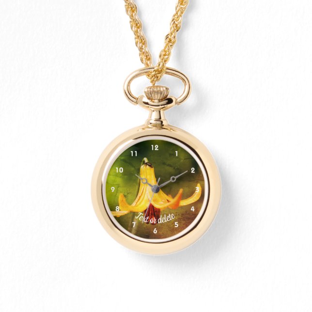 Wilde Kanadische Lilie mit Insekten Abstrakt Perso Armbanduhr (Vorderseite)