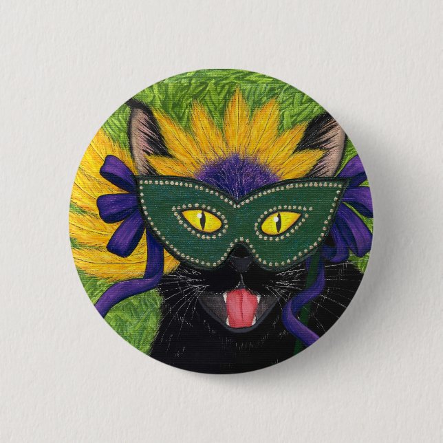 Wilde Karneval-Katzen-Party-New- Button (Vorderseite)
