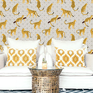 Wilde Katzen Gepard Leopard Beige Orange Geometris Tapete