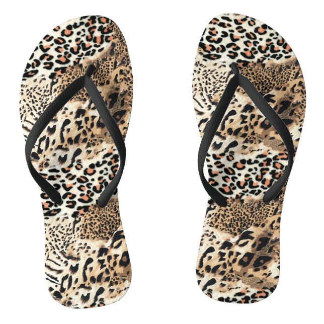Wilde Katzen Modernes Tierleopard-Druckmuster Flip Flops (Fußbett)