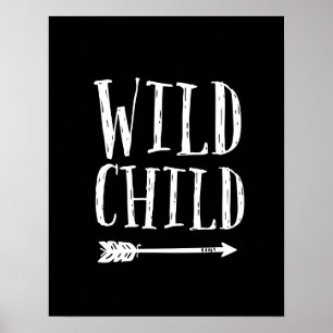 Wilde Kinder drucken Schwarz-Weiß-Dekoration Poster