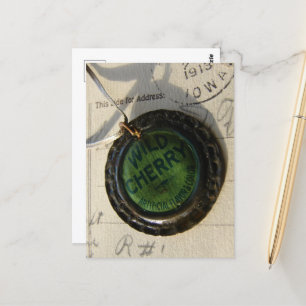 Wilde Kirsche Flasche Kapsel Nekklace Stillleben Postkarte