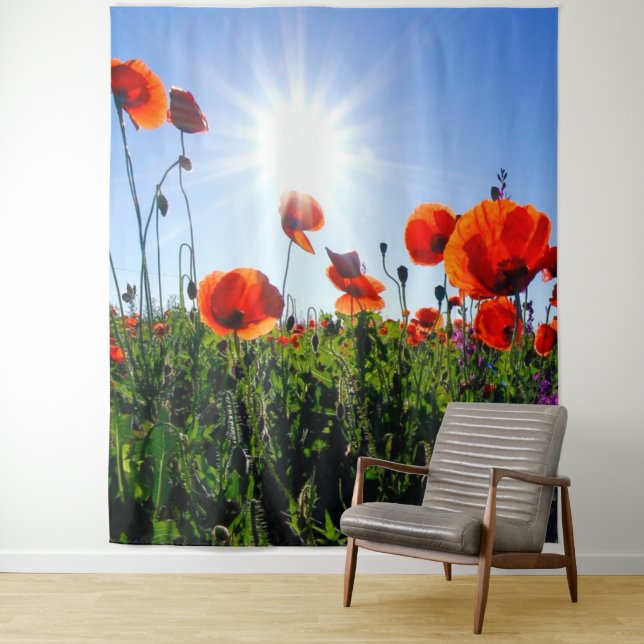 Wilde Klatschmohnblumen Wandteppich (Beispiel)