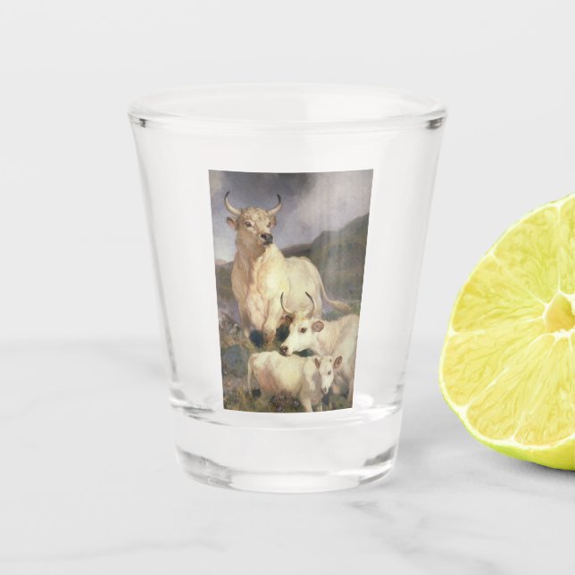Wilde Kühe (Chillingham) Schnapsglas (Vorderseite)