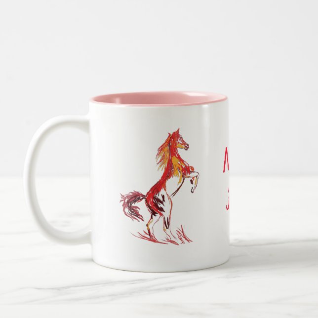Wilde Kunst, Rotes Pferd Zweifarbige Tasse (Links)