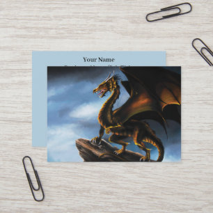 Wilde Kupfer-Gold-Schwarze-Drachen-Fantasy Visitenkarte