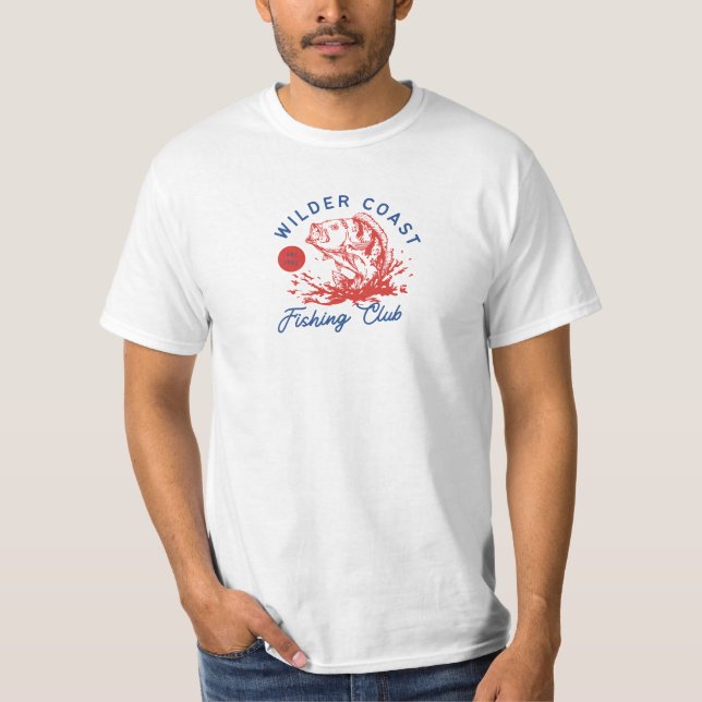 Wilde Küste Retro-Angler T-Shirt (Vorderseite)