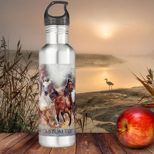 Wilde Laufpferde Personalisierte Wasserflasche Edelstahlflasche