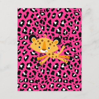 wilde Leopard PINK-Babypartyeinladungen! Einladung