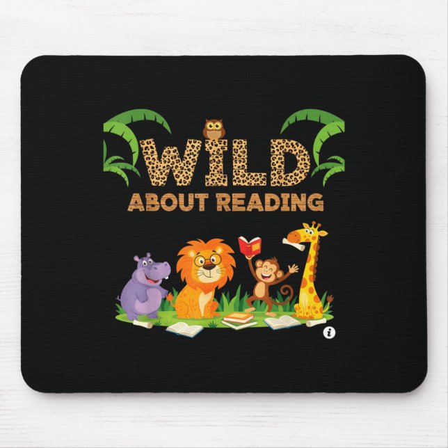 Wilde Leselernende Lesetag für Kinder Mousepad (Vorne)