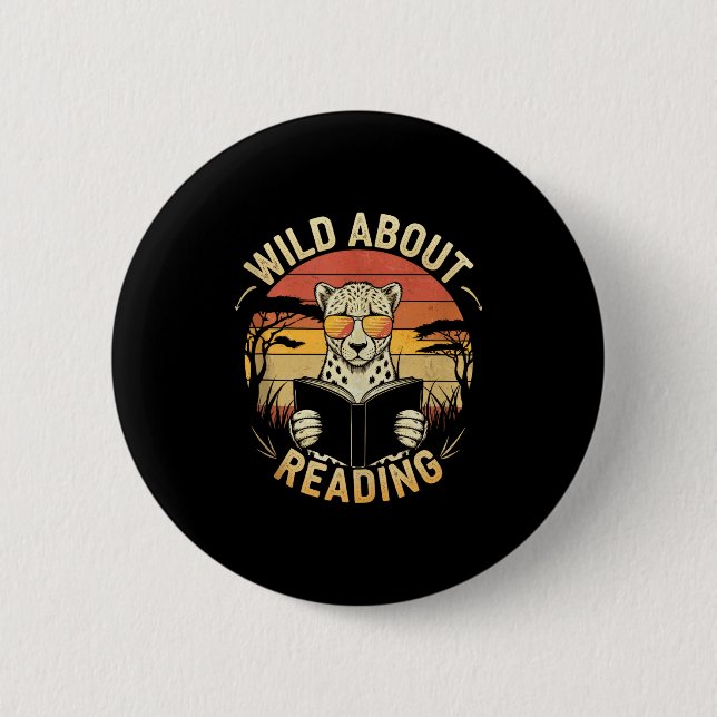 Wilde Leser Bücher Leser Liebhaber Bibliothekar Button (Vorderseite)