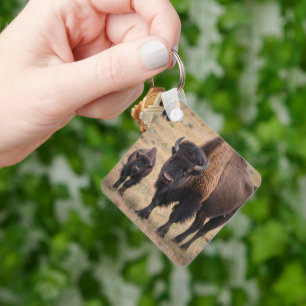 "Wilde Liebe: Das Bison und ihr Kalb" Schlüsselanhänger