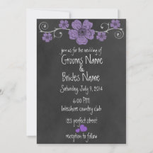 Wilde Lila Rose Chalkboard Hochzeit Einladung