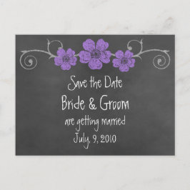 Wilde Lila Rose - Chalkboard Save the Date Ankündigungspostkarte