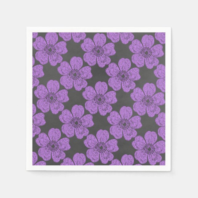 Wilde Lila Rose Chalkboard Serviette (Vorderseite)