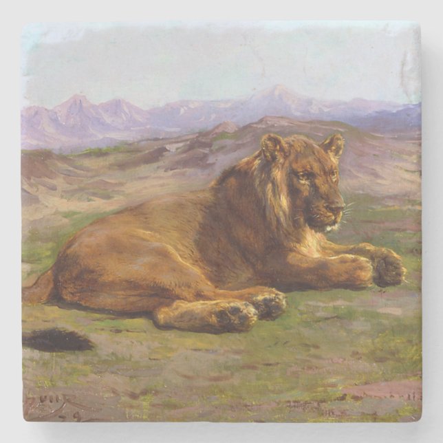 Wilde Löwen im Masai Mara Steinuntersetzer (Vorderseite)