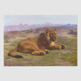 Wilde Löwen in einer afrikanischen Safari-Landscha Seidenpapier