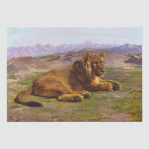 Wilde Löwen in einer afrikanischen Safari-Landscha Seidenpapier