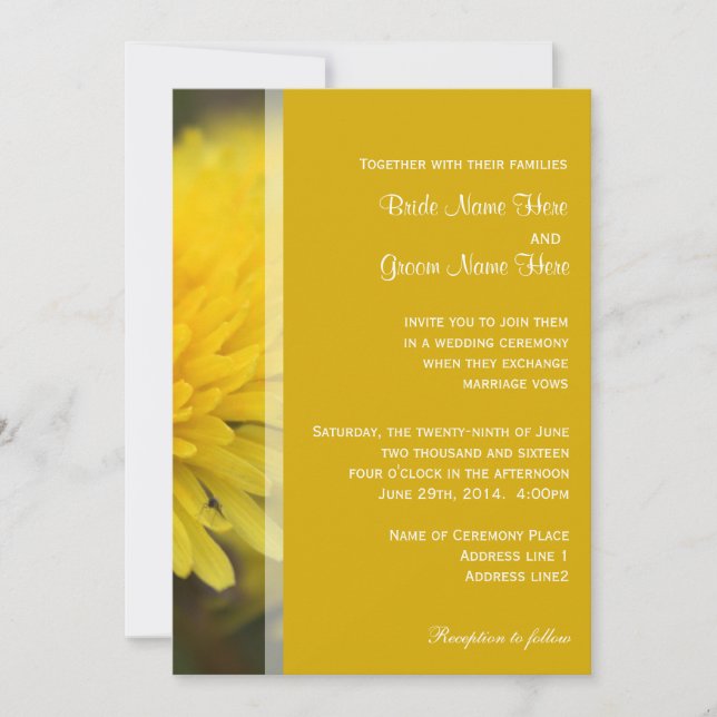 Wilde Löwenzahn Blume Frühjahr, Sommer, Hochzeit Einladung (Vorderseite)