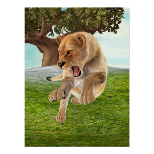 Wilde Löwin Dschungel-Abenteuer-Kunst Poster