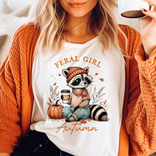 Wilde Mädchen Herbst Vintage Waschbär T-Shirt