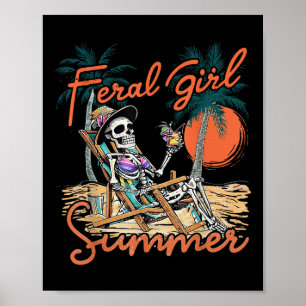 Wilde Mädchen Sommer Lustiges Meme Skelett Hawaii Poster