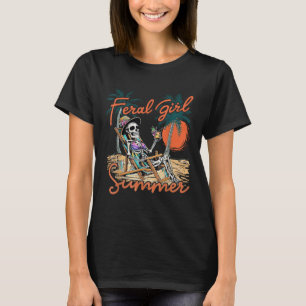 Wilde Mädchen Sommer Lustiges Meme Skelett Hawaii T-Shirt