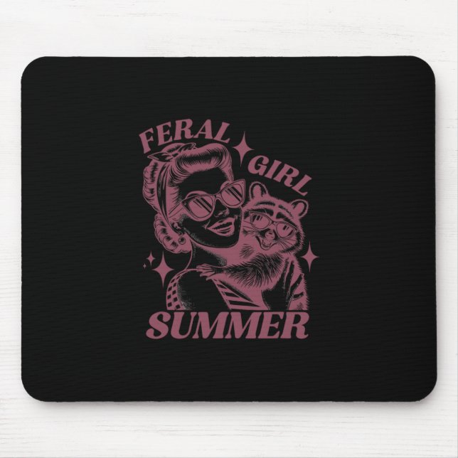 Wilde Mädchen Sommer Müll Waschbär Süßer Waschbär  Mousepad (Vorne)