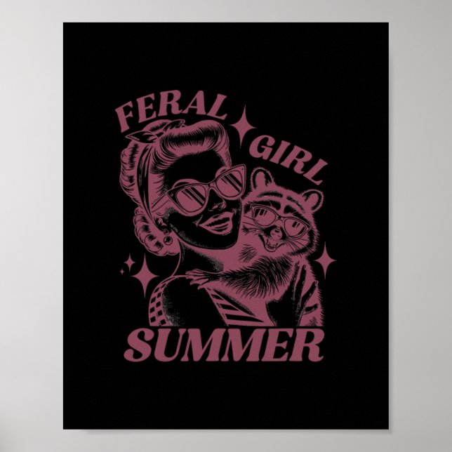 Wilde Mädchen Sommer Müll Waschbär Süßer Waschbär  Poster (Vorne)