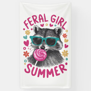 Wilde Mädchen Sommer Opossum Vintage Banner