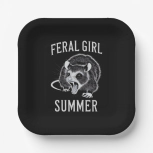 Wilde Mädchen Sommer Opossum Vintage Pappteller