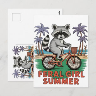 Wilde Mädchen-Sommer-Waschbären-Strand-Vibes Wild Postkarte