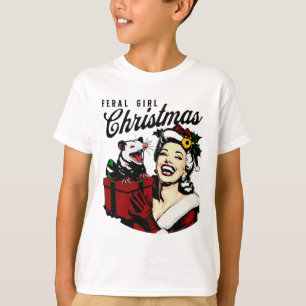Wilde Mädchen Weihnachten Lustiges Opossum Possum T-Shirt