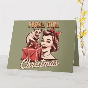 Wilde Mädchen Weihnachten Opossum Xmas Trashy Retr Karte
