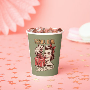 Wilde Mädchen Weihnachten Opossum Xmas Trashy Retr Pappbecher