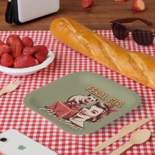 Wilde Mädchen Weihnachten Opossum Xmas Trashy Retr Pappteller