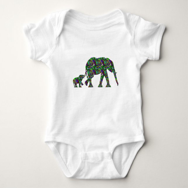 Wilde Mama & Baby Elephant Children Strampler (Vorderseite)
