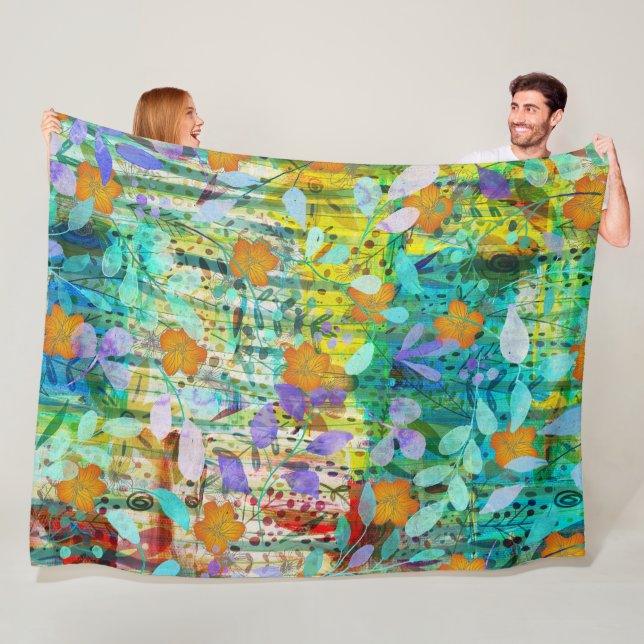 Wilde Mandarine - Natur Inspiriert Blumenstrauß -  Fleecedecke (Beispiel)