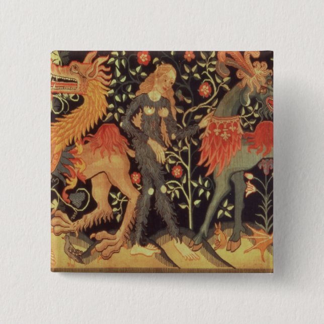 Wilde Männer und Tiere, Tapisserie, 15. Button (Vorderseite)