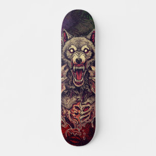 Wilde mehrköpfige Dämon-Wolf-Kunst Skateboard